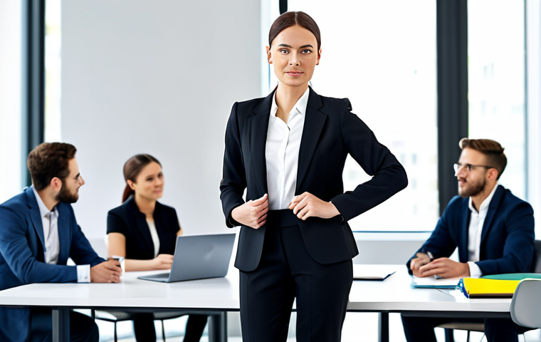 **
"A project manager in a modern office setting, coordinating a team meeting. She is wearing a professional blazer and modest trousers, fully clothed, appropriate attire. The office background is bright and collaborative. The scene showcases teamwork and communication. Safe for work, perfect anatomy, natural proportions, professional photography, high quality."
**